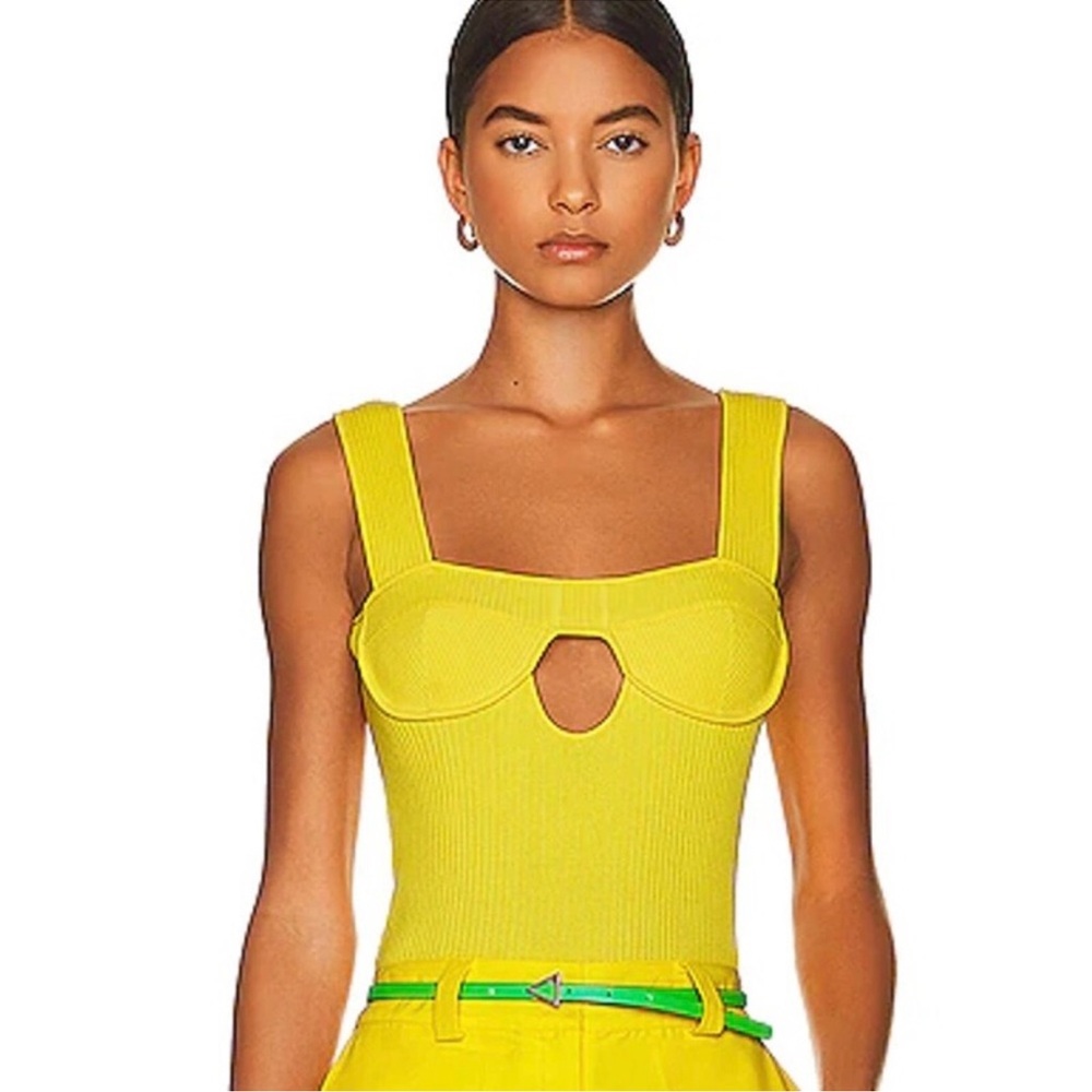 AKNVAS Fezco Rib Knit Tank Yellow Size Small NWT